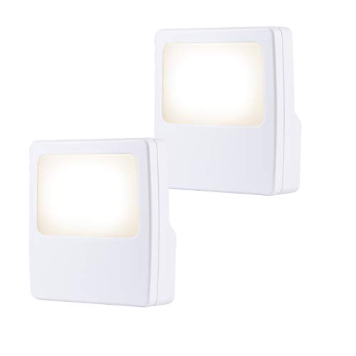 GE White Always-On LED Night Light, Plug into Wall, Compact, Soft Glow, UL-Listed, Ideal for Bedroom, Nursery, Bathroom, Hallway, 11311, 2 pack
