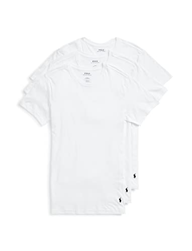 POLO Ralph Lauren Mens Slim Fit Cotton Crew Tee Undershirt, White, Small US
