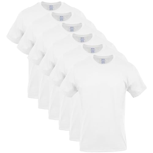Gildan Men's Crew T-Shirts, Multipack, Style G1100, White, Medium, 6 Count (Pack of 1)