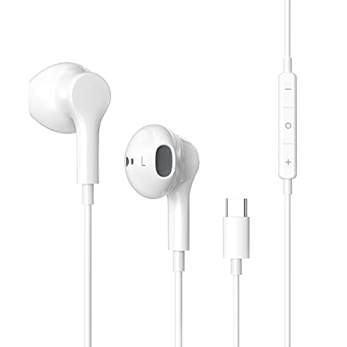 NAKEWAN USB C Headphones for Galaxy S20 FE, Noise Cancelling Type C Earphones Magnetic Wired Earbud in Ear Headphones with Mic Stereo Earbuds Compatible with Samsung S20 S21 Plus Pixel 5 OnePlus 8T 9
