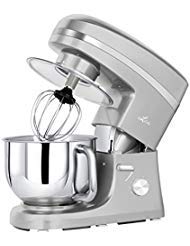 Litchi Kitchen Stand Mixer, 5.5 Qt. 650W 6-Speed Electric Mixer with Stainless Steel Bowl, Pouring Shield, Beaters, Whisk, Dough Hook, Silver