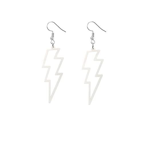 RUIZHEN Bright 3 Colors Acrylic Exaggerated Lightning Bolt Dangle Earrings Women Party Earrings Halloween Costume Accessories Jewelry (white)