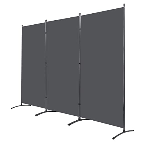 JVVMNJLK Indoor Room Divider,Portable Office Divider,Convenient Movable(3-Panel),Folding Partition Privacy Screen for Bedroom,Dining Room, Study,102' W x 19.7' D x 71.3' H,Dark Gray