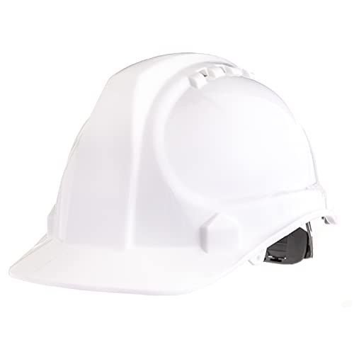 AMSTON Safety Hard Hat, Head Protection, “Keep Cool” Vented Helmet, Fully Adjustable, Low Profile, Cap Style, Type 1 Class C, Construction, ANSI Z89.1, White