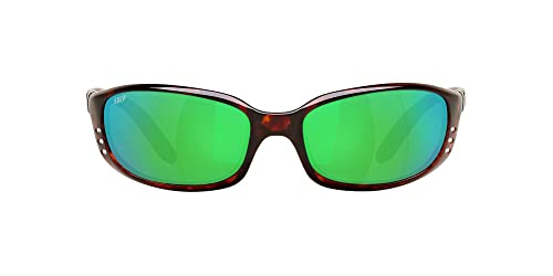 Costa Del Mar Men's Brine Polarized Oval Sunglasses, Tortoise/Copper Green Mirrored Polarized-580P, 59 mm