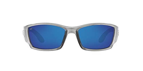 Costa Del Mar Men's Corbina Polarized Rectangular Sunglasses, Silver/Grey Blue Mirrored Polarized-580G, 62 mm