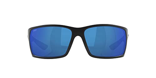 Costa Del Mar Men's Reefton Polarized Rectangular Sunglasses, Blackout/Blue Mirrored Polarized-580P, 64 mm