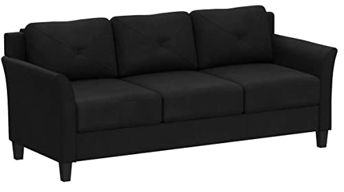 Lifestyle Solutions HRFKS3BK Grayson Sofa, 78.7' W x 31.5' D x 32.7' H, Black