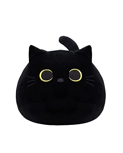 iBccly Black Cat Plush Toy 16'' Black Cat Pillow,Soft Plush Doll Cat Plushie Cat Pillow,Stuffed Animal Soft Plush Pillow Baby Plush Toys Cat Shape Design Sofa Pillow Decoration Doll (B)