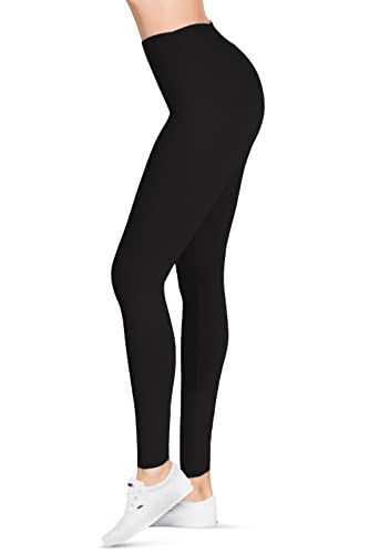 SATINA High Waisted Leggings for Women - Workout Leggings for Regular & Plus Size Women - Black Leggings Women - Yoga Leggings for Women |3 Inch Waistband (One Size, Black)