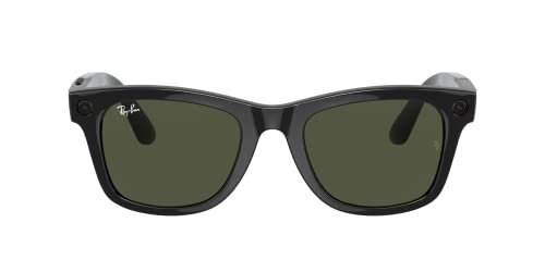 Ray-Ban unisex adult Stories | Wayfarer Smart Glasses, Shiny Black/Green, 50 mm US