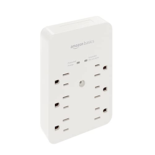 Amazon Basics 6 Outlet Wall-Mount Surge Protector, 1080 Joules