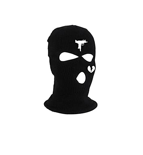 ski mask Balaclava Uzi Broken Heart 3 Hole (Black/White)