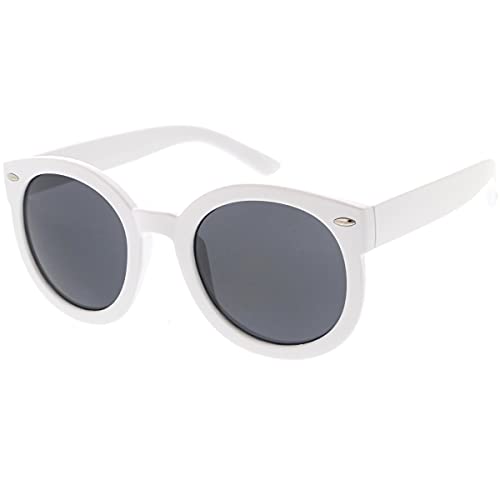 zeroUV - Womens Plastic Sunglasses Oversized Retro Style with Metal Rivets (White/Smoke)