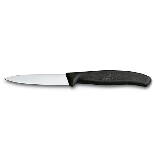 Victorinox 6.7603 3.25 Inch Swiss Classic Paring Knife with Straight Edge, Spear Point, Black, 3.25', 3.25' Paring