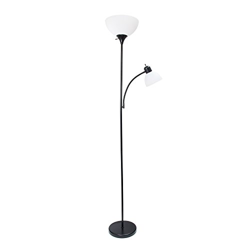 Simple Designs LF2000-BLK Mother-Daughter Floor Lamp with Reading Light, Black