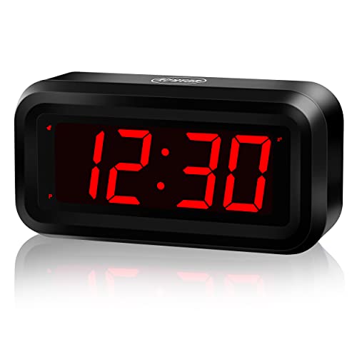 KWANWA Alarm Clock, Digital Clock, Small Wall Clock, Battery Operated, Adjustable 3-Level Led Brightness, Dim Night Model, 12/24Hr, Cordless, Constantly 1.2'' Digits Display for Bedroom/Travel