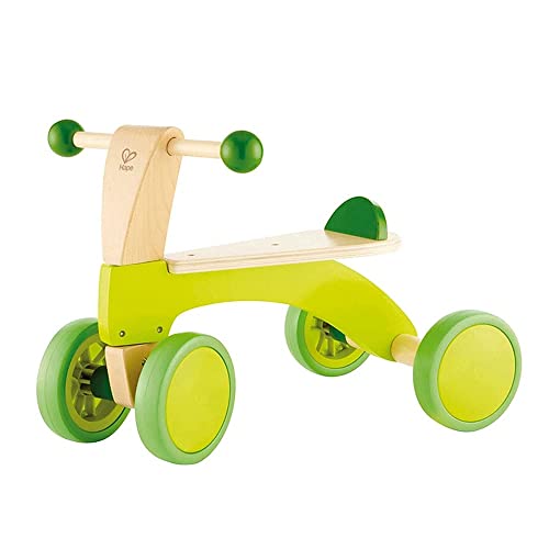 Hape Scoot Around Ride On Wood Bike | Award Winning Four Wheeled Wooden Push Balance Bike Toy for Toddlers with Rubberized Wheels, Bright Green