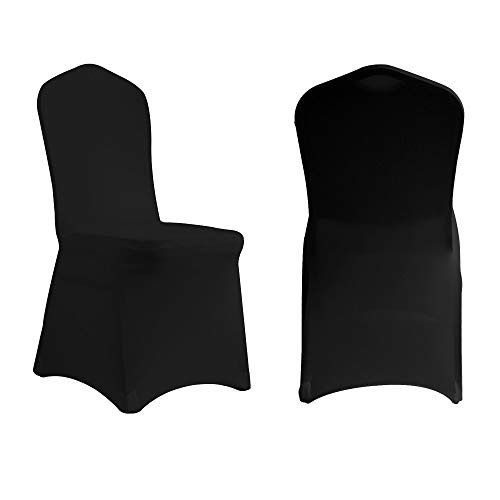 ManMengJi Black Chair Covers, Spandex Chair Slipcovers 10 PCS, Banquet Chair Covers Universal Stretch Chair Slipcovers Protector for Wedding and Party