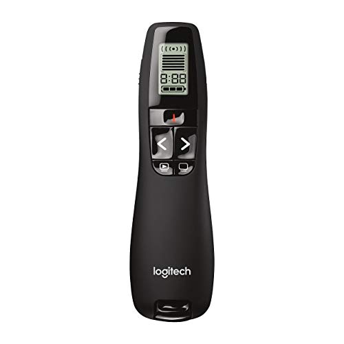 Logitech Professional Presenter R800, Wireless Presentation Clicker Remote with Green Laser Pointer and LCD Display , Black