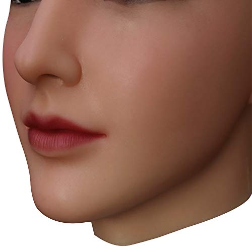 U-CHAMRMMORE Transgender Silicone Head Hat Face for Crossdresser Transgender Halloween Cosplay (Nude Color)