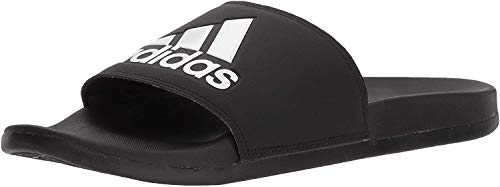 adidas Men's Adilette Comfort Slides Sandal, Black/Black/White, 11