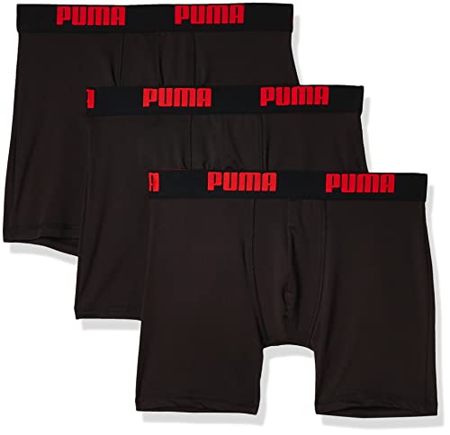 PUMA Men's 3 Pack Boxer Brief, Black, Medium