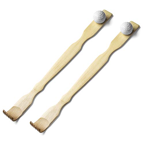 TungSam 17 inches Bamboo Back Scratcher with Massage Ball. Self-Relax Your Back. (Set of 2)