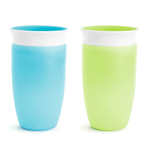 Munchkin Miracle 360 Toddler Sippy Cup, Spill Proof, 10 Ounce, 2 Pack, Green/Blue