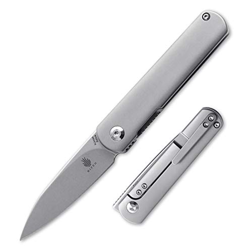 Kizer Cutlery Folding Pocket Knife Front Flipper Drop Point Blade Titanium Handles Tactical Knife, Justin Lundquist Feist Ki3499