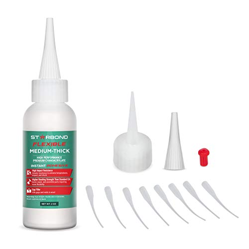 Premium Grade Cyanoacrylate (CA) Super Glue by STARBOND - 2 OZ 'The Complete Kit' (56-gram) - 'High Impact & Shock Resistance' Flexible Medium-Thick 500 CPS Viscosity Adhesive for Woodworking, Hobby Models, Archery Fletching, Arrow Inserts
