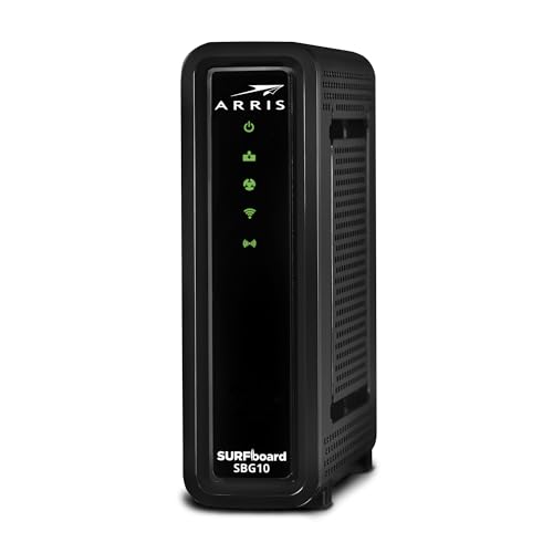 ARRIS SURFboard SBG10 DOCSIS 3.0 16 x 4 Gigabit Cable Modem & AC1600 Wi-Fi Router , Comcast Xfinity, Cox, Spectrum , Two 1 Gbps Ports , 400 Mbps Max Internet Speeds , SURFboard App