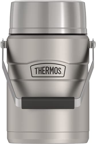 THERMOS Stainless King Vacuum-Insulated Food Jar with 2 Storage Container Inserts, 47 Ounce, Matte Steel