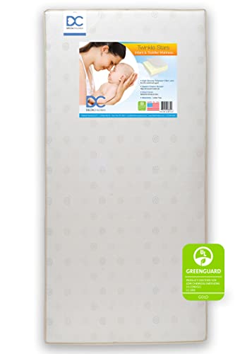 Delta Children Twinkle Stars Dual Sided - Premium Sustainably Sourced Fiber Core Crib and Toddler Mattress - Waterproof - GREENGUARD Gold Certified (Non-Toxic) - 7 Year Warranty - Made in USA