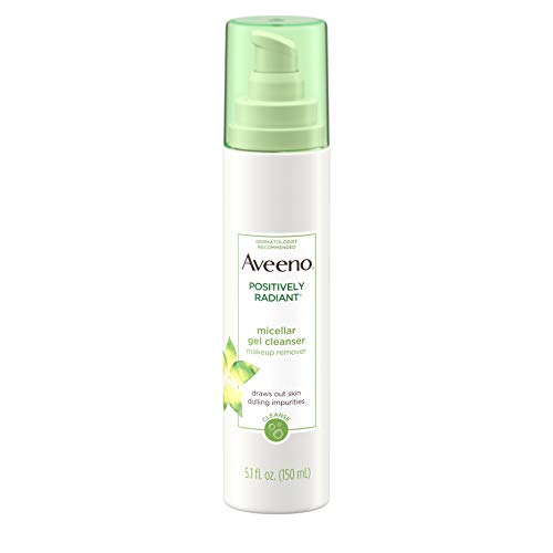 Aveeno Positively Radiant Hydrating Micellar Gel Facial Cleanser with Moisture Rich Soy & Kiwi Complex, Hypoallergenic, Non-Comedogenic, Paraben- & Phthalate-Free, 5.1 fl. Oz