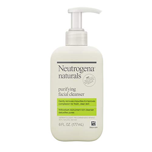 Neutrogena Naturals Purifying Daily Facial Cleanser with Natural Salicylic Acid from Willowbark Bionutrients, Hypoallergenic, Non-Comedogenic & Sulfate-, Paraben- & Phthalate-Free, 6 Fl Oz