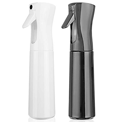 Cosywell Hair Spray Bottle Empty Plastic Trigger Spray Bottle Refillable Fine Mist Sprayer Bottle 2 Pack 10oz /300ml for Hair Styling, Cleaning, Garden Continuous Water Mister (1Black+White)