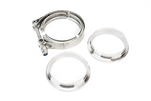 3 Inch V Band Clamp with CNC Stainless Steel Flanges - Perfect for Turbo, Downpipes, Exhaust Systems - 3in SS Vband, V-Band Flange Kit