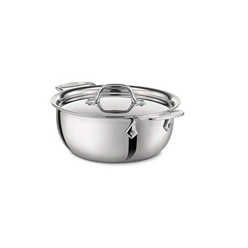 All-Clad 421349 Stainless Steel Tri-Ply Bonded Dishwasher Safe Cassoulet with Lid / Cookware, 3-Quart, Silver