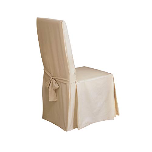 SureFit Duck Cotton Solid Dining Chair Slipcover - Full Length Relaxed Fit High Back Chair Cover / Perfect For Adding Accents To Your Dining Room