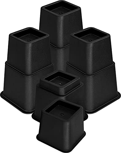 Utopia Bedding Adjustable Bed Furniture Risers - Elevation in Heights 3, 5 or 8 Inch Heavy Duty Risers for Sofa and Table - Supports up to 1,300 lbs - (Set of 4 Riser, Black)