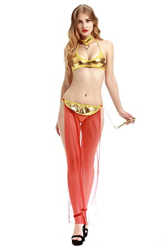 Honeystore Women's Halloween Cosplay Deluxe Space Harem Slave Costume Lingerie Red