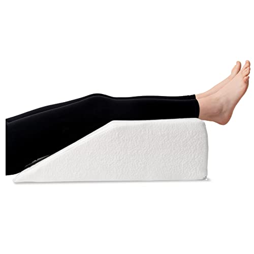 Memory Foam Leg Elevation Pillow for Circulation - Orthopedic Wedge Pillow with Bamboo Cover - for Back Pain, Knee Support, Pain Post- Surgery, Heavy Legs, Circulation Issues