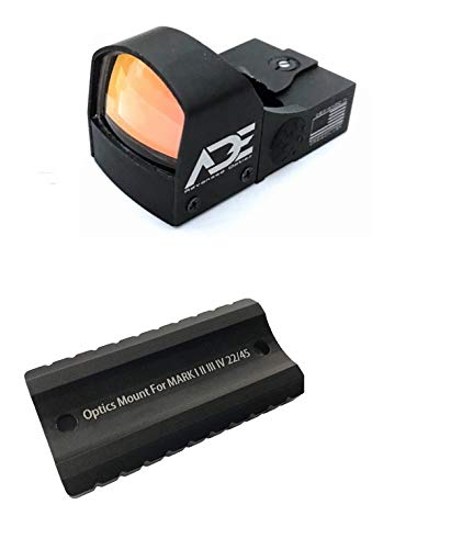 Ade Advanced Optics Crusader RD3-009 Red Dot Reflex Sight + Optic Mounting Plate for Ruger Mark I,II,III,IV,IV-Lite,Mark 1,2,3,4 + Picatinny Plate