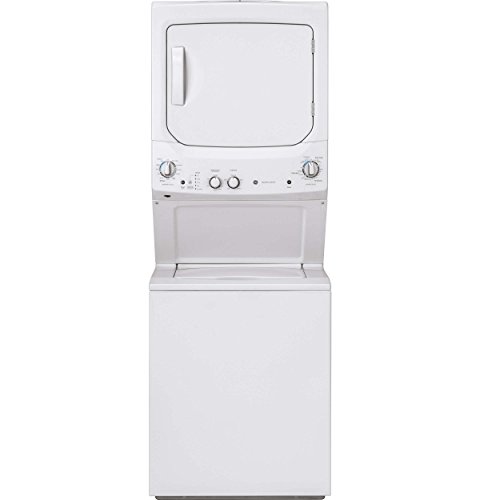 GE GUD27ESSMWW Unitized Spacemaker 3.8 Washer with Stainless Steel Basket and 5.9 Cu. Ft. Capacity Electric Dryer, White