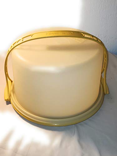 Vintage Tupperware 12' Round Large Harvest Gold Cake Carrier Taker Keeper with Handle
