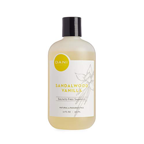 DANI Natural Moisturizing Shampoo Naturals - Warm Sandalwood Vanilla Essential Oil - Organic Aloe Vera & Coconut Cleansers - Sulfate, Phthalate & Paraben Free - Vegan & Cruelty Free - 12 Ounces