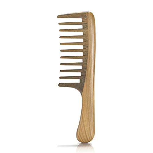 BESTOOL Wide Tooth Comb, Extra Large Natural Sandalwood Wide Tooth Comb Detangler for Curly Long Thick Wet or Dry Hair Anti-static