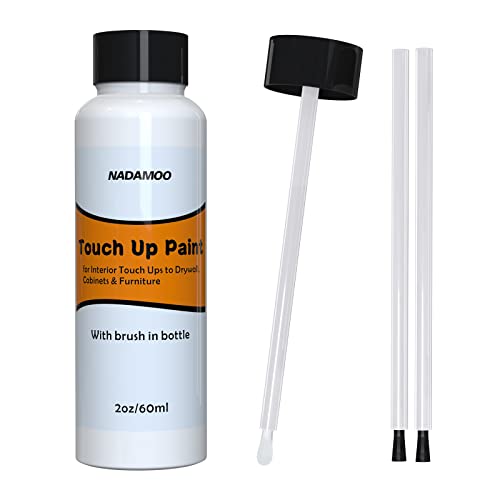 NADAMOO Multi Surface Touch Up Paint White, Interior House Appliance Paint Repair Marker for Wall, Ceiling, Cabinet, Door, Furniture, Windows, Shutter and Trim - 60 ml / 2 oz, with 3 Brushes