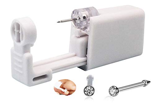Self Nose Piercing Gun Self Nose Piercing Gun Kit Safety Nose Piercing Gun Kit Tool (White)